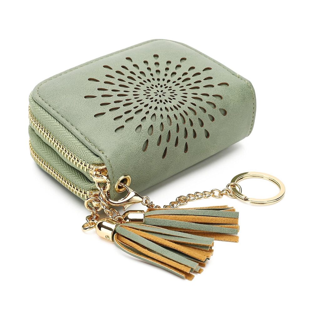 3858 RFID Credit Card Holder Zipper Card Case Keychain Small Wallet 1942-2